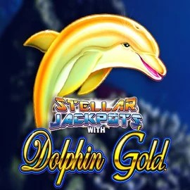 Dolphin Gold with Stellar Jackpots online game logo by Lightning Box Game on slotacasinoo.ca